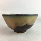 Japanese Porcelain Rice Bowl Vtg Chawan Brown Shiny Smooth Flowing Glaze PP295