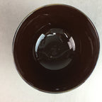 Japanese Porcelain Rice Bowl Vtg Chawan Brown Shiny Smooth Flowing Glaze PP295