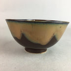 Japanese Porcelain Rice Bowl Vtg Chawan Brown Shiny Smooth Flowing Glaze PP296