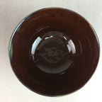 Japanese Porcelain Rice Bowl Vtg Chawan Brown Shiny Smooth Flowing Glaze PP296
