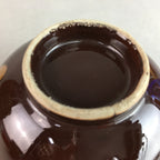 Japanese Porcelain Rice Bowl Vtg Chawan Brown Shiny Smooth Flowing Glaze PP296