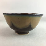 Japanese Porcelain Rice Bowl Vtg Chawan Brown Shiny Smooth Flowing Glaze PP297