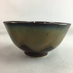 Japanese Porcelain Rice Bowl Vtg Chawan Brown Shiny Smooth Flowing Glaze PP299