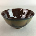 Japanese Porcelain Rice Bowl Vtg Chawan Brown Shiny Smooth Flowing Glaze PP300