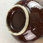 Japanese Porcelain Rice Bowl Vtg Chawan Brown Shiny Smooth Flowing Glaze PP301