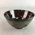 Japanese Porcelain Rice Bowl Vtg Chawan Brown Shiny Smooth Flowing Glaze PP301