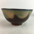Japanese Porcelain Rice Bowl Vtg Chawan Brown Shiny Smooth Flowing Glaze PP302