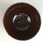 Japanese Porcelain Rice Bowl Vtg Chawan Brown Shiny Smooth Flowing Glaze PP302