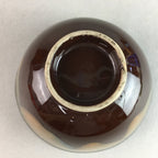 Japanese Porcelain Rice Bowl Vtg Chawan Brown Shiny Smooth Flowing Glaze PP302