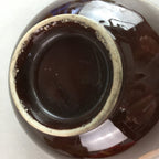 Japanese Porcelain Rice Bowl Vtg Chawan Brown Shiny Smooth Flowing Glaze PP303