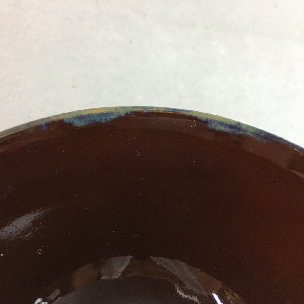 Japanese Porcelain Rice Bowl Vtg Chawan Brown Shiny Smooth Flowing Glaze PP303