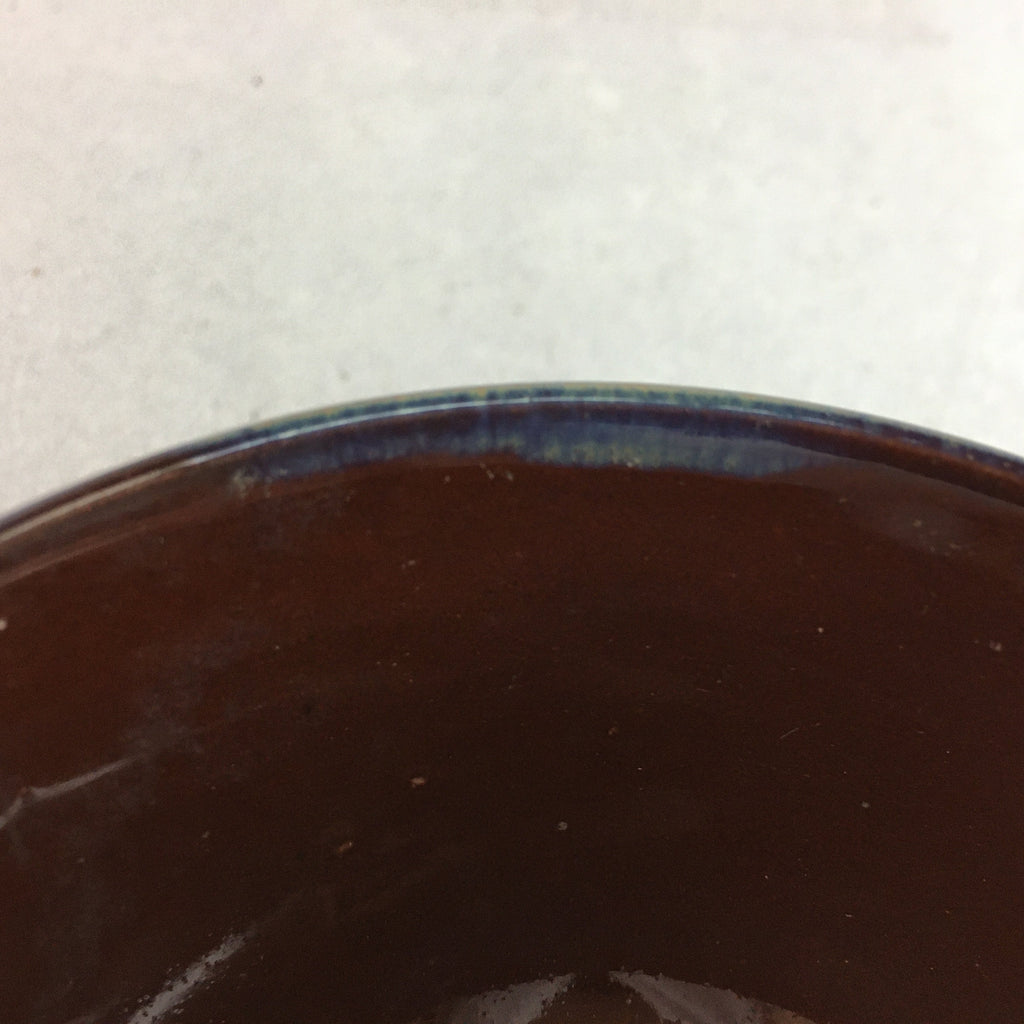 Japanese Porcelain Rice Bowl Vtg Chawan Brown Shiny Smooth Flowing Glaze PP303
