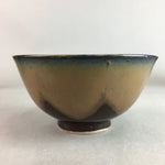Japanese Porcelain Rice Bowl Vtg Chawan Brown Shiny Smooth Flowing Glaze PP304