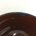 Japanese Porcelain Rice Bowl Vtg Chawan Brown Shiny Smooth Flowing Glaze PP304