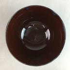 Japanese Porcelain Rice Bowl Vtg Chawan Brown Shiny Smooth Flowing Glaze PP305