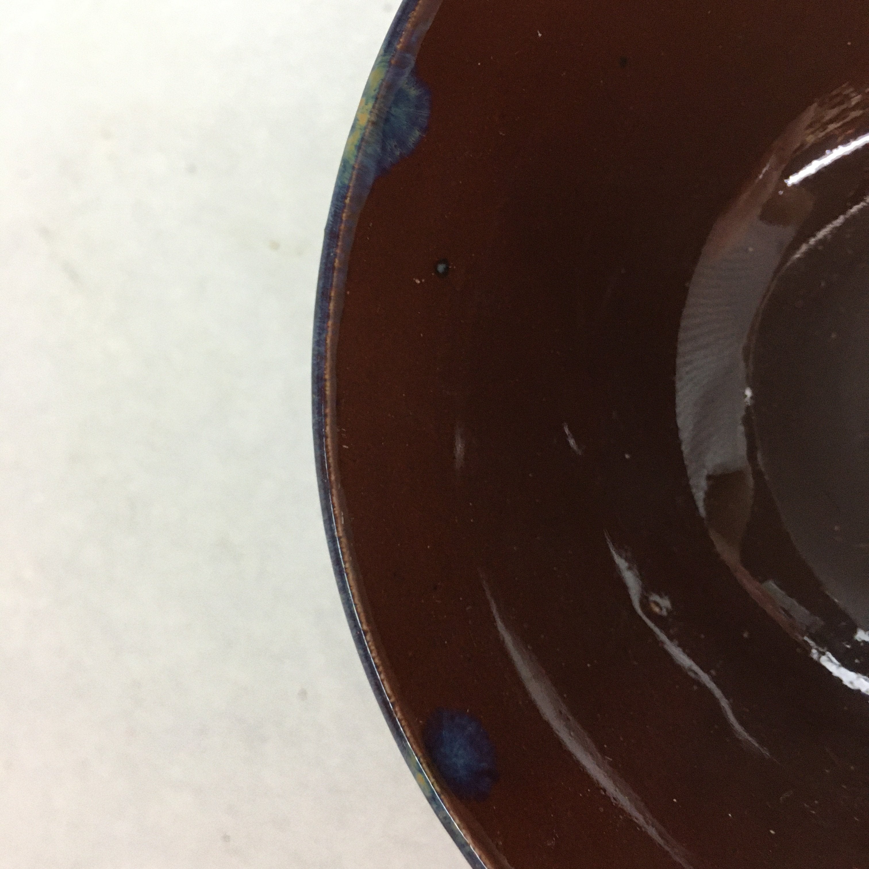 Japanese Porcelain Rice Bowl Vtg Chawan Brown Shiny Smooth Flowing Glaze PP305