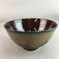 Japanese Porcelain Rice Bowl Vtg Chawan Brown Shiny Smooth Flowing Glaze PP305