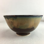 Japanese Porcelain Rice Bowl Vtg Chawan Brown Shiny Smooth Flowing Glaze PP306