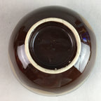 Japanese Porcelain Rice Bowl Vtg Chawan Brown Shiny Smooth Flowing Glaze PP306