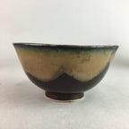 Japanese Porcelain Rice Bowl Vtg Chawan Brown Shiny Smooth Flowing Glaze PP307