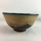 Japanese Porcelain Rice Bowl Vtg Chawan Brown Shiny Smooth Flowing Glaze PP307