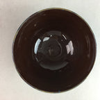 Japanese Porcelain Rice Bowl Vtg Chawan Brown Shiny Smooth Flowing Glaze PP307