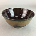 Japanese Porcelain Rice Bowl Vtg Chawan Brown Shiny Smooth Flowing Glaze PP307