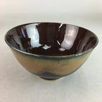 Japanese Porcelain Rice Bowl Vtg Chawan Brown Shiny Smooth Flowing Glaze PP307