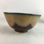 Japanese Porcelain Rice Bowl Vtg Chawan Brown Shiny Smooth Flowing Glaze PP308