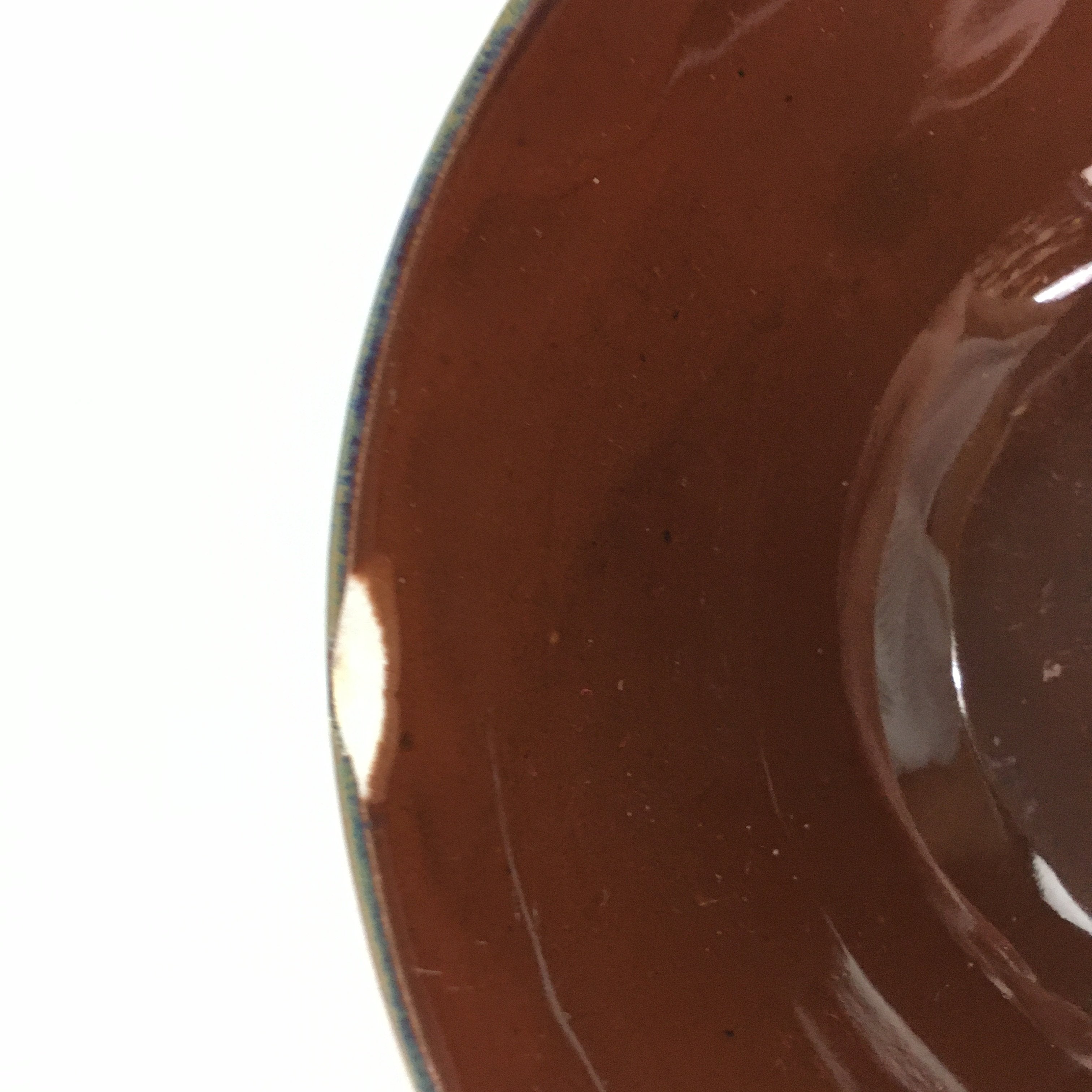 Japanese Porcelain Rice Bowl Vtg Chawan Brown Shiny Smooth Flowing Glaze PP308