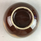 Japanese Porcelain Rice Bowl Vtg Chawan Brown Shiny Smooth Flowing Glaze PP308