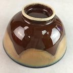 Japanese Porcelain Rice Bowl Vtg Chawan Brown Shiny Smooth Flowing Glaze PP308