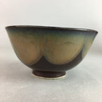 Japanese Porcelain Rice Bowl Vtg Chawan Brown Shiny Smooth Flowing Glaze PP309
