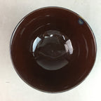 Japanese Porcelain Rice Bowl Vtg Chawan Brown Shiny Smooth Flowing Glaze PP309