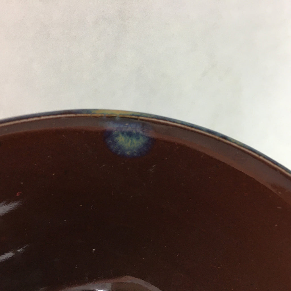 Japanese Porcelain Rice Bowl Vtg Chawan Brown Shiny Smooth Flowing Glaze PP309
