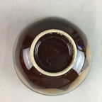 Japanese Porcelain Rice Bowl Vtg Chawan Brown Shiny Smooth Flowing Glaze PP309