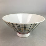 Japanese Porcelain Rice Bowl Vtg Chawan Plaid Black Gold Red PP268