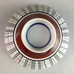 Japanese Porcelain Rice Bowl Vtg Chawan Plaid Black Gold Red PP268