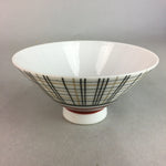 Japanese Porcelain Rice Bowl Vtg Chawan Plaid Black Gold Red PP269