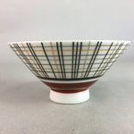 Japanese Porcelain Rice Bowl Vtg Chawan Plaid Black Gold Red PP269