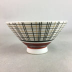 Japanese Porcelain Rice Bowl Vtg Chawan Plaid Black Gold Red PP270