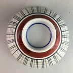 Japanese Porcelain Rice Bowl Vtg Chawan Plaid Black Gold Red PP270