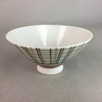 Japanese Porcelain Rice Bowl Vtg Chawan Plaid Black Gold Red PP271