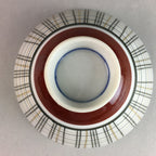 Japanese Porcelain Rice Bowl Vtg Chawan Plaid Black Gold Red PP271