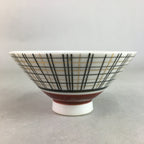 Japanese Porcelain Rice Bowl Vtg Chawan Plaid Black Gold Red PP272