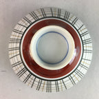Japanese Porcelain Rice Bowl Vtg Chawan Plaid Black Gold Red PP272