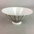 Japanese Porcelain Rice Bowl Vtg Chawan Plaid Black Gold Red PP273