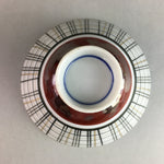 Japanese Porcelain Rice Bowl Vtg Chawan Plaid Black Gold Red PP273