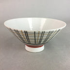 Japanese Porcelain Rice Bowl Vtg Chawan Plaid Black Gold Red PP275