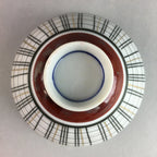 Japanese Porcelain Rice Bowl Vtg Chawan Plaid Black Gold Red PP276
